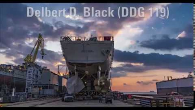 Спуск на воду корпуса будущего корабля USS Dilbert D. Black (DDG 119) ВМФ США (time-laps ВИДЕО)